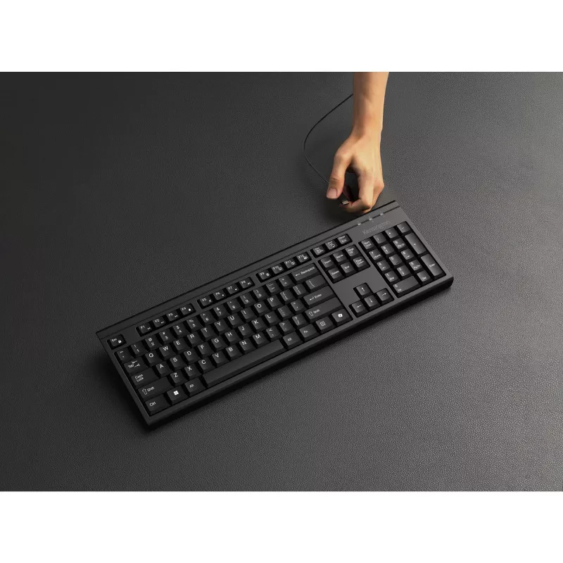 Kensington KM270 EQ Įkraunamas stalo komplektas – belaidis, belaidis, RF belaidis + Bluetooth, membraninis, QWERTZ, juodas, pelė įtraukta