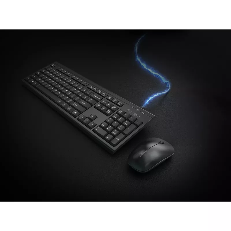 Kensington KM270 EQ Įkraunamas stalo komplektas – belaidis, belaidis, RF belaidis + Bluetooth, membraninis, QWERTZ, juodas, pelė įtraukta