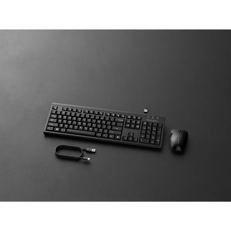 Kensington KM270 EQ Įkraunamas stalo komplektas – belaidis, belaidis, RF belaidis + Bluetooth, membraninis, QWERTZ, juodas, pelė įtraukta