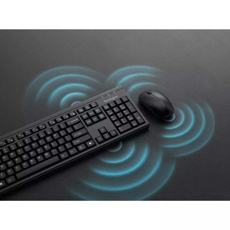 Kensington KM270 EQ Įkraunamas stalo komplektas – belaidis, belaidis, RF belaidis + Bluetooth, membraninis, QWERTZ, juodas, pelė įtraukta