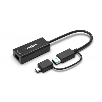 Origin Storage USB3.0 arba USB-C (su USB-C kištuku į USB3.0 lizdą adapteriu) į RJ45 Gigabit adapteris