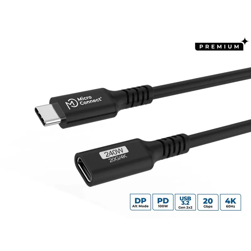 Microconnect USB3.2CC2EX USB laidas USB4 Gen 2x2 2 m USB C Juoda