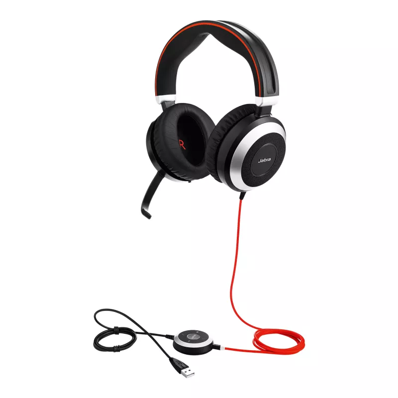 Jabra Evolve 80 MS Stereo, laidinis, biuras/skambučių centras, 646 g, ausinės, juoda