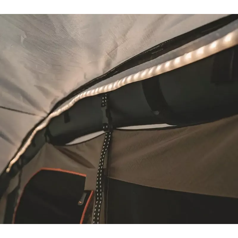 Tunelinė palapinė Easy Camp Brimnes 5 Air — 5 asmenims, 470×320×195 cm, poliesterio išorinis audeklas, polietileno dugnas, stiklo pluošto stiebai, atsparumas vandeniui 3 m