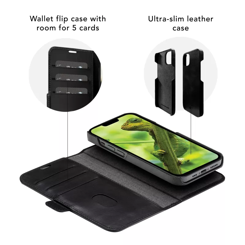 Piniginės tipo dėklas dbramante1928 Lynge, skirtas iPhone 12 mini 5,4 col. – juodas, 3 kortelių kišenės