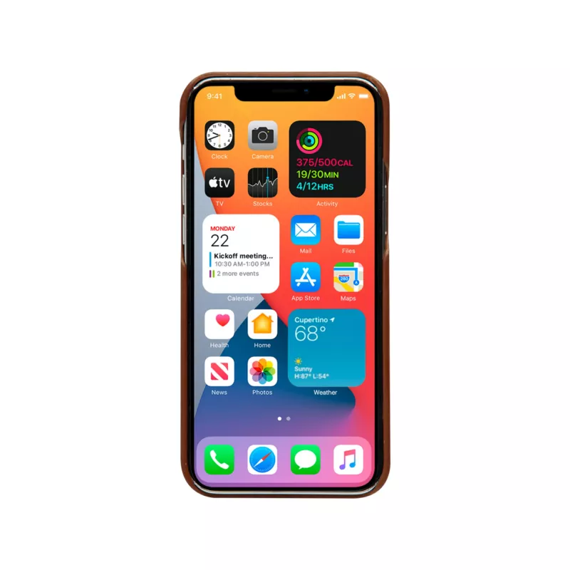 Dėklas-piniginė dbramante1928 Lynge, skirtas iPhone 12 mini (5,4 col.) – įdegio spalvos, 3 kortelių kišenės, stalinis stovas