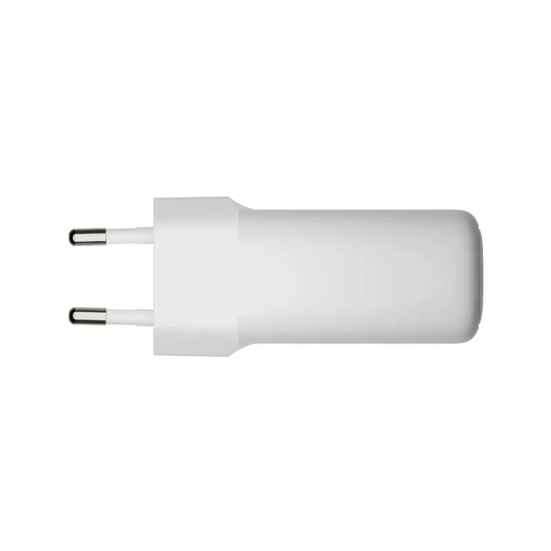 Sieninis įkroviklis d bramante re-charge Pro — 2× USB-C 25 W, 110–240 V, baltas
