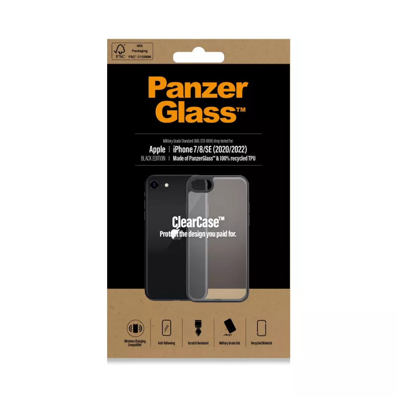 PanzerGlass® ClearCase iPhone 8 | 7 | SE (2020/2022) | Juoda