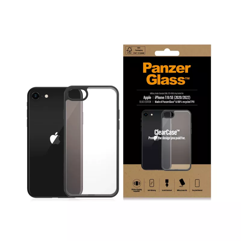PanzerGlass® ClearCase iPhone 8 | 7 | SE (2020/2022) | Juoda