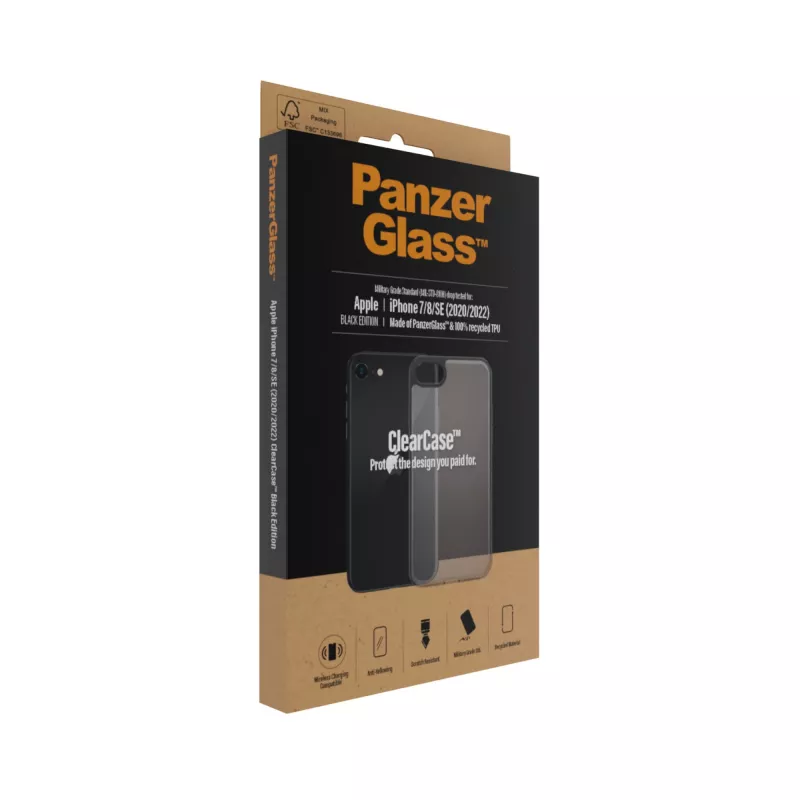 PanzerGlass® ClearCase iPhone 8 | 7 | SE (2020/2022) | Juoda