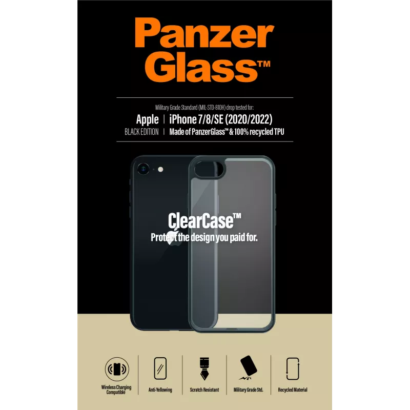 PanzerGlass® ClearCase iPhone 8 | 7 | SE (2020/2022) | Juoda