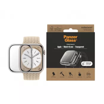 PanzerGlass ® visą korpusą dengiantis dėklas Apple Watch Series 9 | 8 | 7 | 45 mm | skaidrus