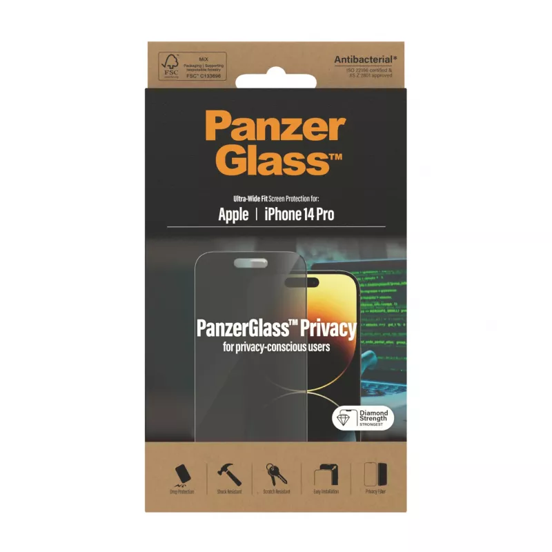 PanzerGlass ® Privatumo ekrano apsauga iPhone 14 Pro | Ultra-Wide Fit