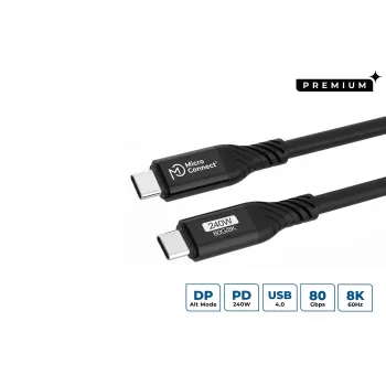 Microconnect USB4CC1-240W-80GBPS USB kabelis USB4 Gen 3x2 1 m USB C juodas