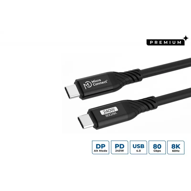 Microconnect USB4CC1-240W-80GBPS USB kabelis USB4 Gen 3x2 1 m USB C juodas