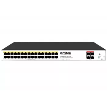 Tinklo komutatorius ERNITEC ELECTRA-M232-1GB-460W — 1 Gb prievadai, 460 W galios biudžetas, valdomas komutatorius