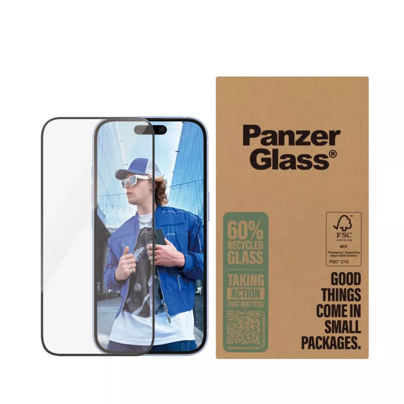 “PanzerGlass®” ekrano apsauga “iPhone 16 | 15” | itin plati pritaikymo sritis | urmu