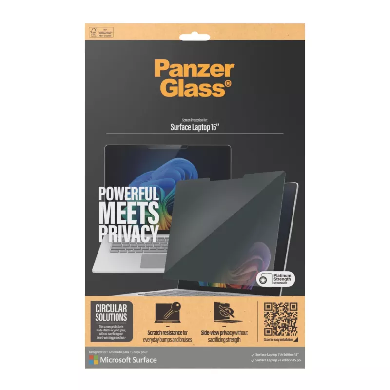 PanzerGlass ® Privatumo ekrano apsauginė plėvelė Microsoft Surface Laptop 7th Edition 15'' | Ultra-Wide Fit