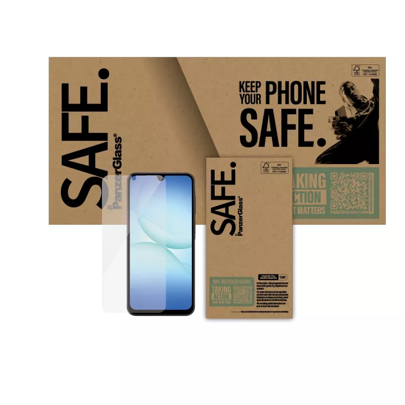 PanzerGlass SAFE. by ® Stiklo apsauga Samsung Galaxy M17 5G | M36 5G | A17 4G | A17 5G | M16 5G | F16 5G | A26 5G | Itin platus pritaikymas