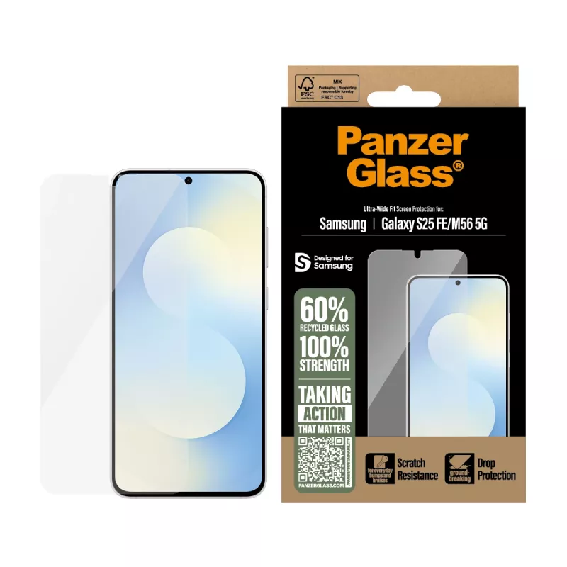 PanzerGlass ® Ekrano apsauga Samsung Galaxy S25 FE 5G | M56 5G | Ultra-Wide Fit
