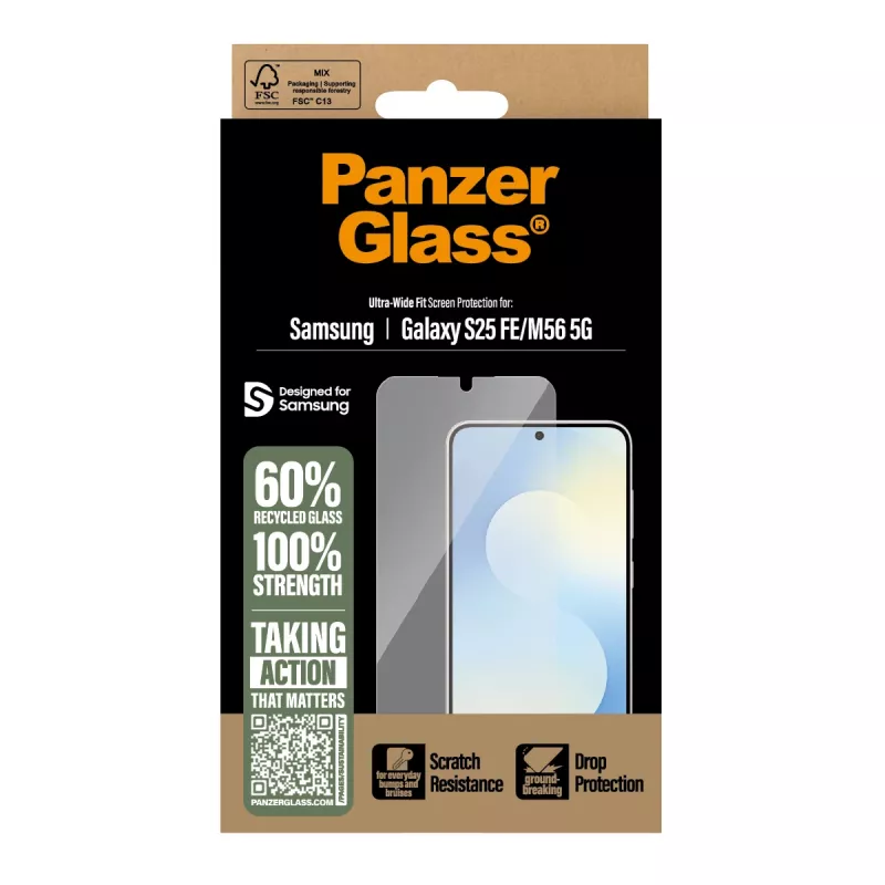 PanzerGlass ® Ekrano apsauga Samsung Galaxy S25 FE 5G | M56 5G | Ultra-Wide Fit