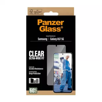 Ekrano apsauga PanzerGlass Ultra-Wide Fit, skirta Samsung Galaxy A57 5G — skaidri, atspari įbrėžimams
