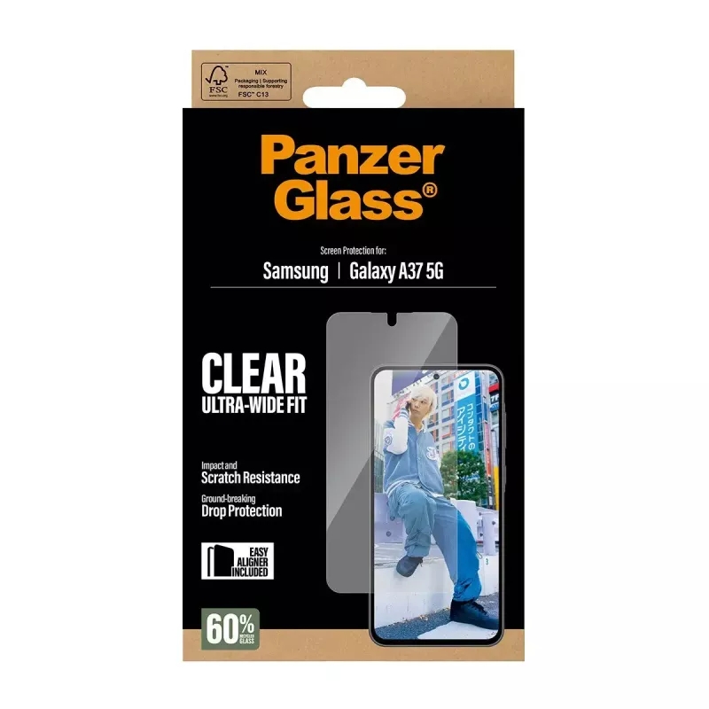 PanzerGlass ekrano apsauga Ultra-Wide Fit Samsung Galaxy A37 5G — skaidri, atspari įbrėžimams