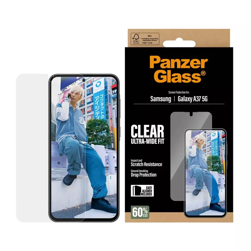 PanzerGlass ekrano apsauga Ultra-Wide Fit Samsung Galaxy A37 5G — skaidri, atspari įbrėžimams