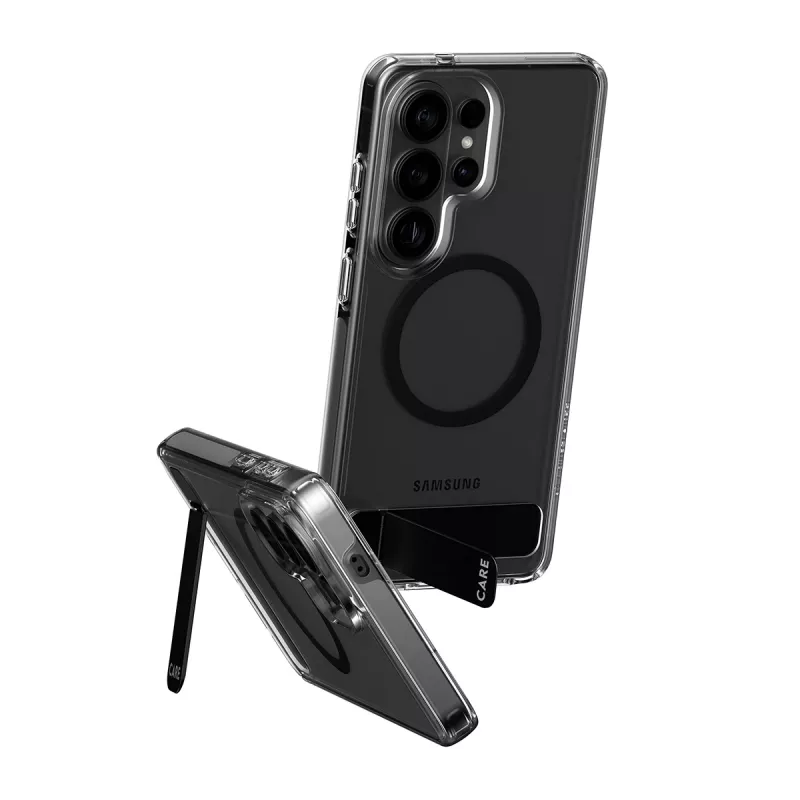 PanzerGlass CARE™ Urban Explorer dėklas Samsung Galaxy S26 Ultra — Skaidrus dėklas su juodu atsistatymo laikikliu ir Qi palaikymu