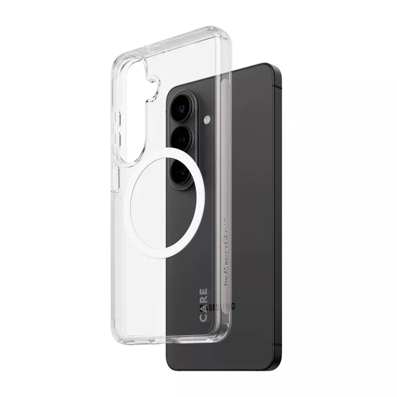 PanzerGlass CARE™ Urban Explorer dėklas Samsung Galaxy S26 — Skaidrus dangtelis su baltos spalvos Qi palaikymu