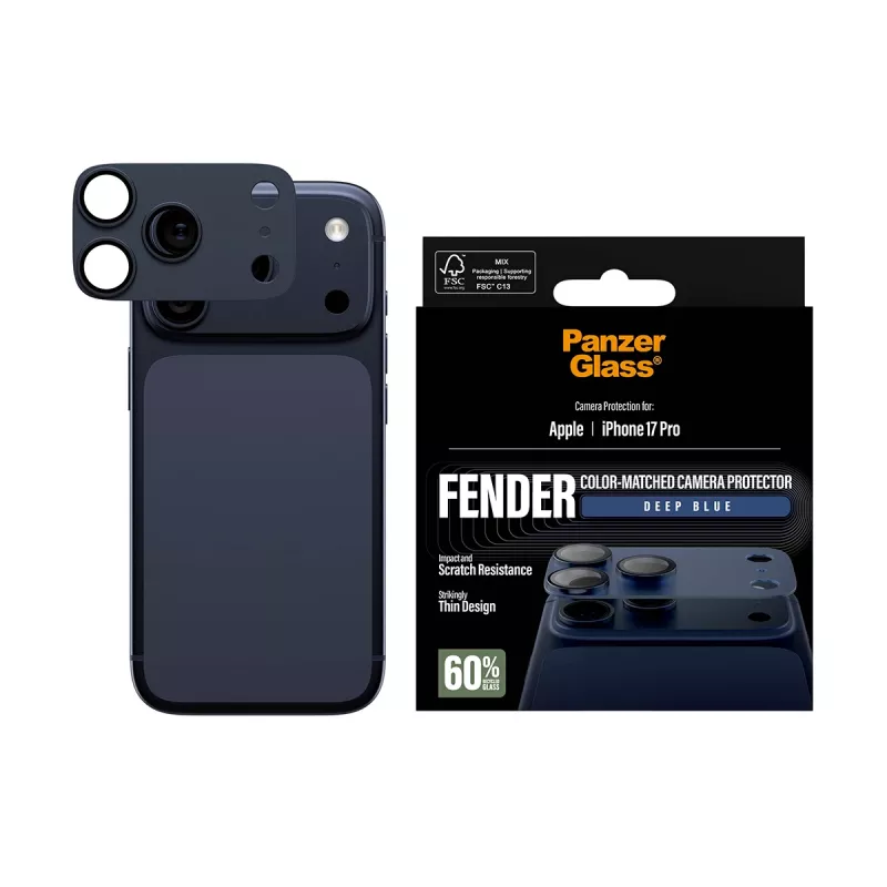 Fotoaparato apsauga PanzerGlass Fender Deep Blue, skirta iPhone 17 Pro, silikoninė, atspari įbrėžimams ir smūgiams