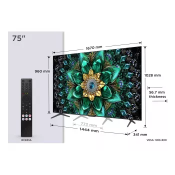 TCL Q6C 75Q6C televizorius 190,5 cm (75 colių) 4K Ultra HD išmanusis televizorius Wi-Fi Metallic