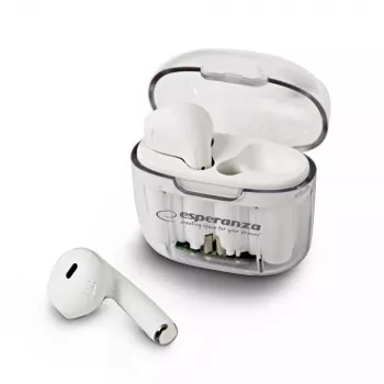 Belaidės į ausis įdedamos ausinės ESPERANZA EH237W — Bluetooth 5.3, lietimui jautrus valdymas, 3–4 val. baterija, balta