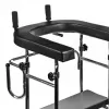 Reabilitacinis aukštas vaikštynėlis ActionMed B200AM — stovėjimo atrama su sėdyne, 4 ratai, reguliuojamas aukštis 100–125 cm, maks. apkrova 120 kg, rėmo plotis 65 cm