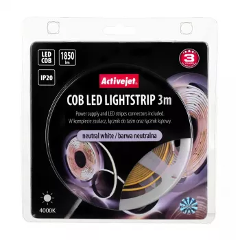Universali juostinė lemputė ActiveJet AJE-COB 3 m Neutrali balta 1850 lm 19 W IP20