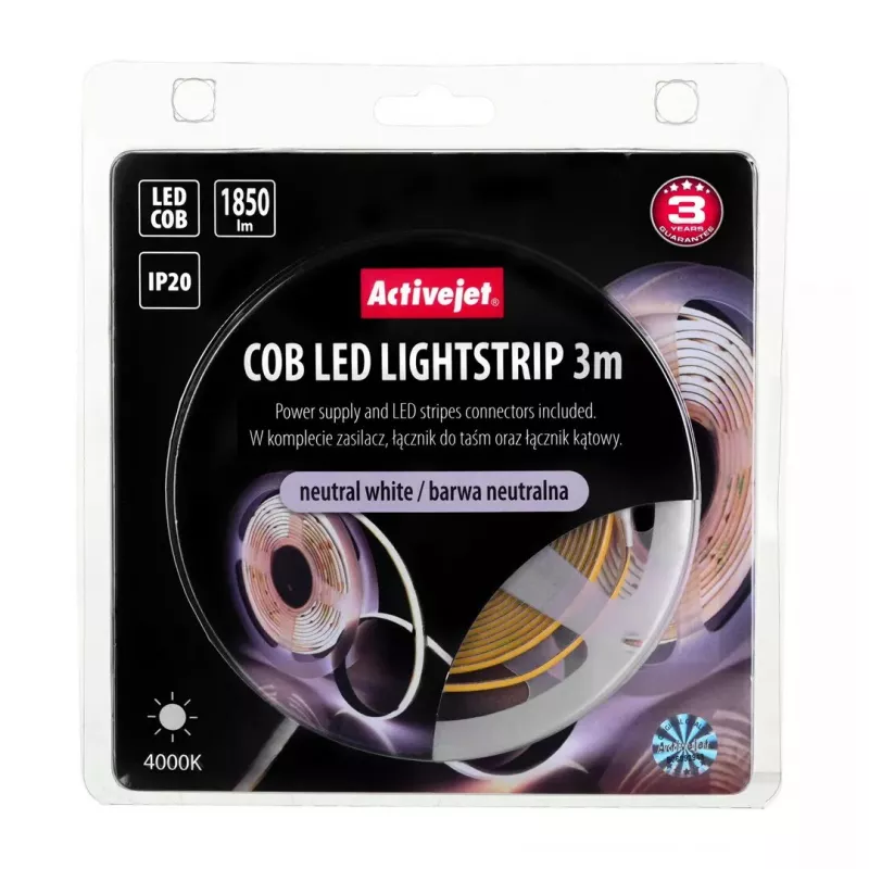 Universali juostinė lemputė ActiveJet AJE-COB 3 m Neutrali balta 1850 lm 19 W IP20