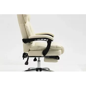 Sukama biuro kėdė ActiveJet YK7416 — ergonomiška sukama kėdė, smėlio spalvos eko oda, metalinis rėmas, paminkštinta atlošas, kojų atrama