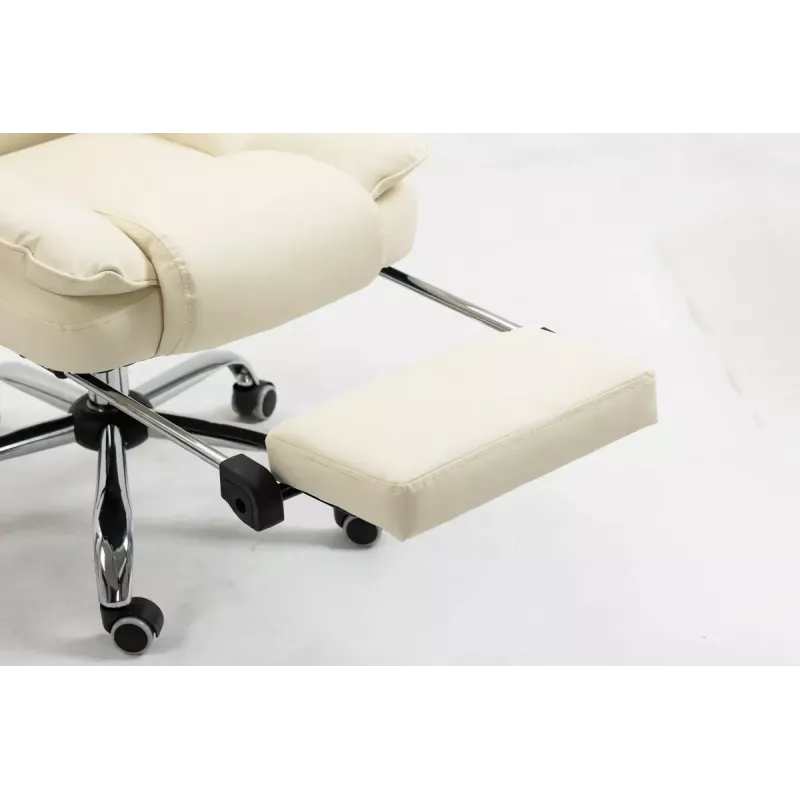 Sukama biuro kėdė ActiveJet YK7416 — ergonomiška sukama kėdė, smėlio spalvos eko oda, metalinis rėmas, paminkštinta atlošas, kojų atrama