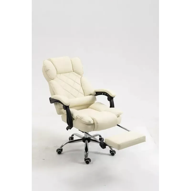 Sukama biuro kėdė ActiveJet YK7416 — ergonomiška sukama kėdė, smėlio spalvos eko oda, metalinis rėmas, paminkštinta atlošas, kojų atrama