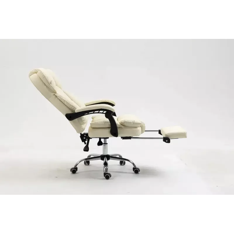 Sukama biuro kėdė ActiveJet YK7416 — ergonomiška sukama kėdė, smėlio spalvos eko oda, metalinis rėmas, paminkštinta atlošas, kojų atrama