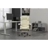 Sukama biuro kėdė ActiveJet YK7416 — ergonomiška sukama kėdė, smėlio spalvos eko oda, metalinis rėmas, paminkštinta atlošas, kojų atrama