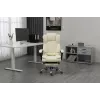 Sukama biuro kėdė ActiveJet YK7416 — ergonomiška sukama kėdė, smėlio spalvos eko oda, metalinis rėmas, paminkštinta atlošas, kojų atrama