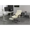 Sukama biuro kėdė ActiveJet YK7416 — ergonomiška sukama kėdė, smėlio spalvos eko oda, metalinis rėmas, paminkštinta atlošas, kojų atrama