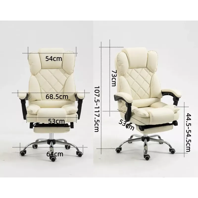 Sukama biuro kėdė ActiveJet YK7416 — ergonomiška sukama kėdė, smėlio spalvos eko oda, metalinis rėmas, paminkštinta atlošas, kojų atrama