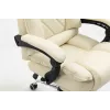 Sukama biuro kėdė ActiveJet YK7416 — ergonomiška sukama kėdė, smėlio spalvos eko oda, metalinis rėmas, paminkštinta atlošas, kojų atrama