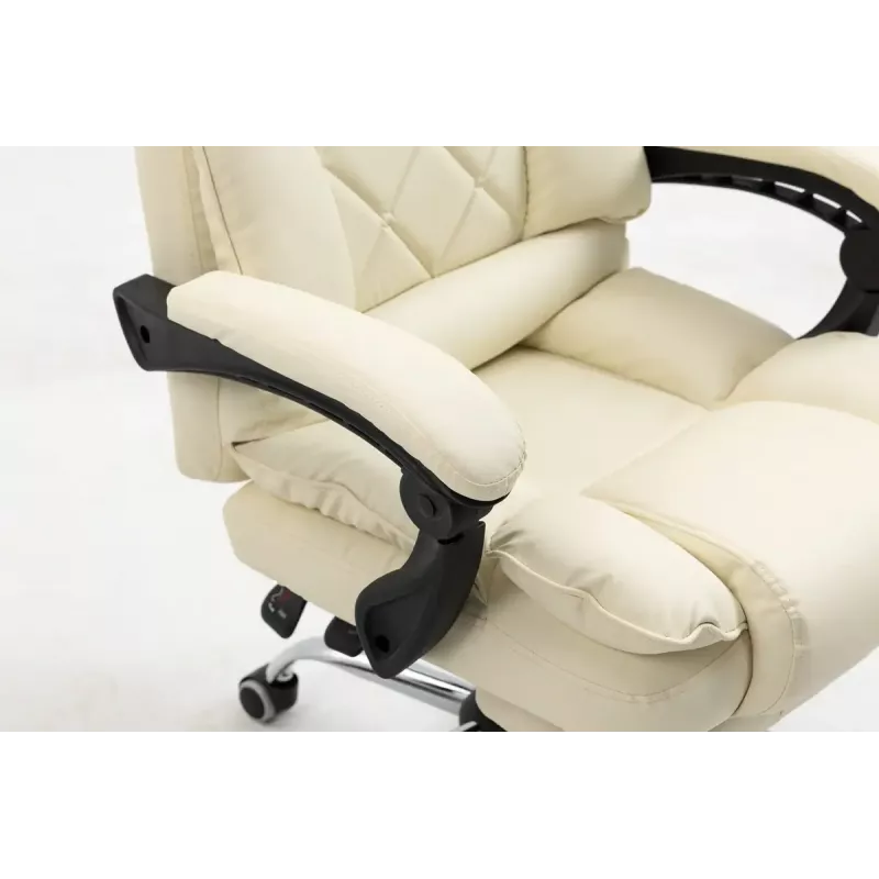 Sukama biuro kėdė ActiveJet YK7416 — ergonomiška sukama kėdė, smėlio spalvos eko oda, metalinis rėmas, paminkštinta atlošas, kojų atrama