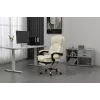 Sukama biuro kėdė ActiveJet YK7416 — ergonomiška sukama kėdė, smėlio spalvos eko oda, metalinis rėmas, paminkštinta atlošas, kojų atrama