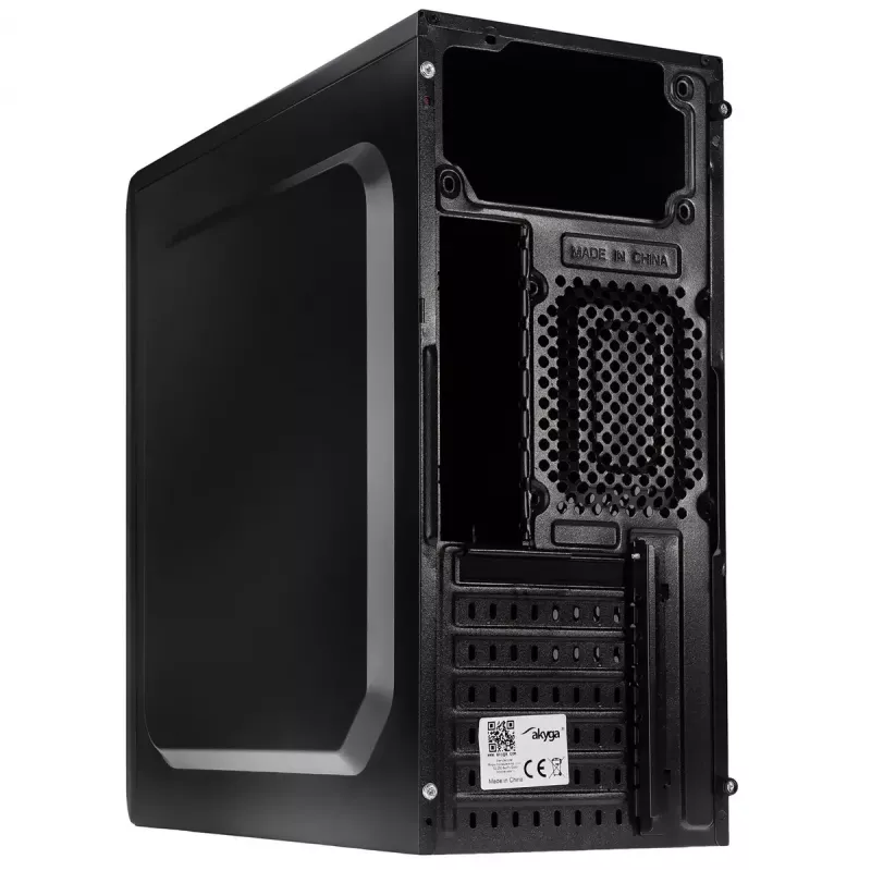 PC korpusas Akyga AK939BL Midi Tower — ATX/Micro-ATX palaikymas, 3×3,5 colio + 3×2,5 colio nišos, GPU iki 385 mm, USB 2.0