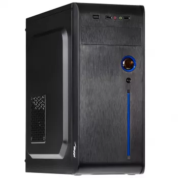 PC korpusas Akyga AK939BL Midi Tower — ATX/Micro-ATX palaikymas, 3×3,5 colio + 3×2,5 colio nišos, GPU iki 385 mm, USB 2.0