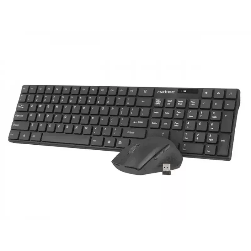 Belaidis klaviatūros ir pelės rinkinys NATEC Stingray NZB-1440 — RF belaidis, pilno dydžio 108 mygtukų QWERTY, JAV anglų, juodas